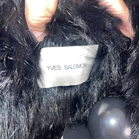 Yves Salomon Womens Vest Size Small Black Rabbit Fur Open Casual France - Picture 3 of 8